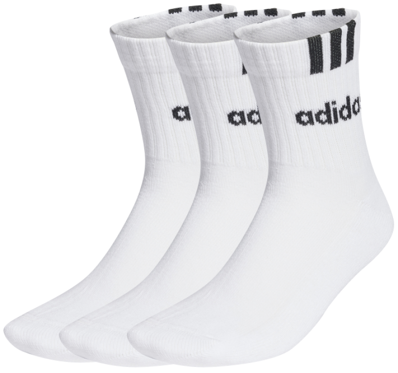 Adidas Socken 3-Streifen Linear Half-Crew Cushioned, 3 Paar, white/black Gr. 34 - 48